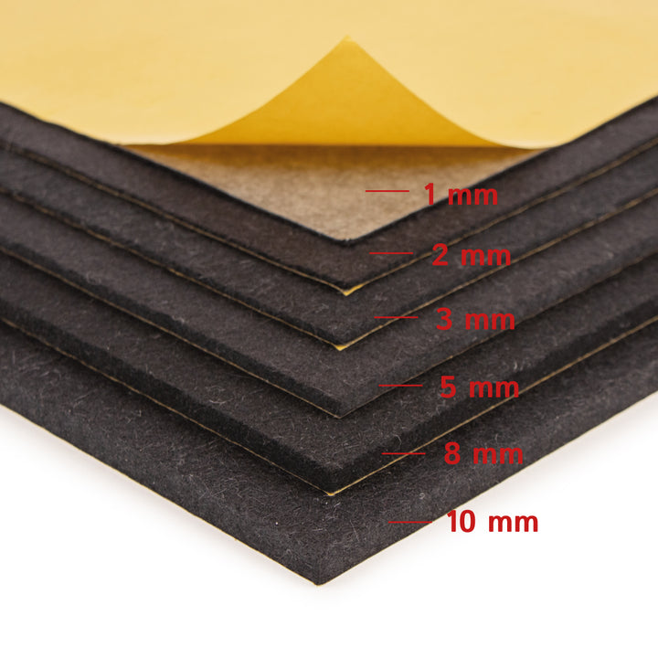 Feuille de feutre, autocollante, épaisseur 10 mm, (solide 0,36 kg/cdm)