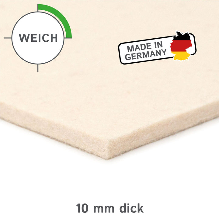 Filzplatte selbstklebend 10mm dick, (weich 0,20 kg/cdm)
