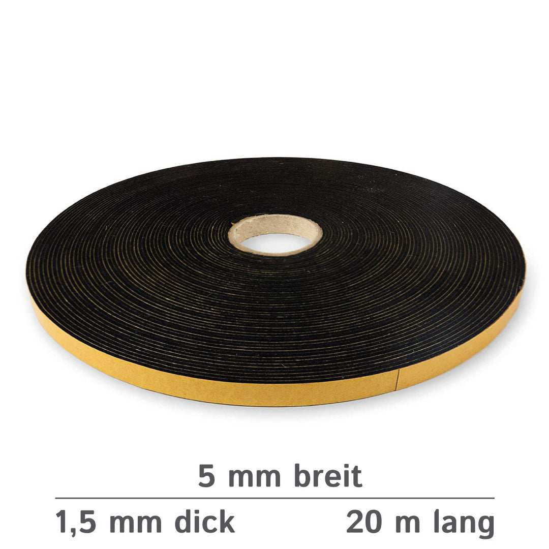 Filzband selbstklebend 5 mm breit, 1,5 mm dick, 20 m lang - vielseitiger Filzstreifen aus Wollfilz und Viskose