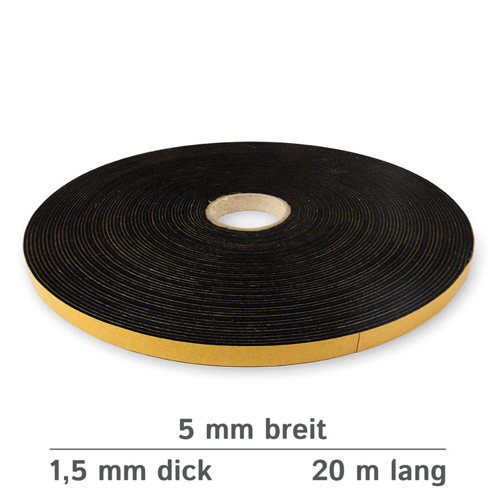 Filzband selbstklebend 5 mm breit, 1,5 mm dick, 20 m lang - vielseitiger Filzstreifen aus Wollfilz und Viskose