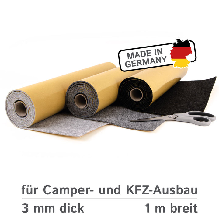 selbstklebender Filz für Camper- und KFZ-Ausbau | Filz Meterware Nadelfilz soft (3mm)