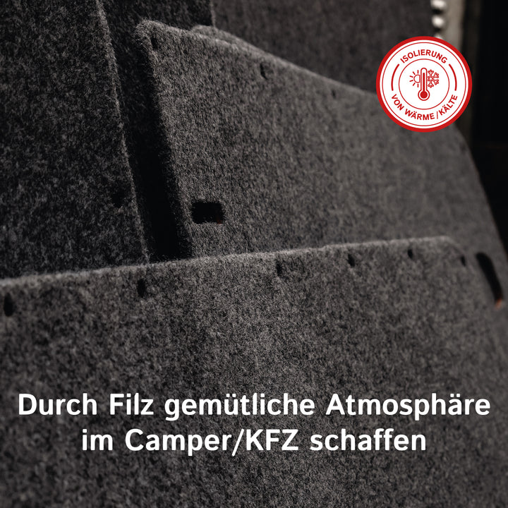 Filz für Camper und Innenausbau - Meterware, weicher Nadelfilz, 3 mm dick - flexibel, isolierend, Made in Germany