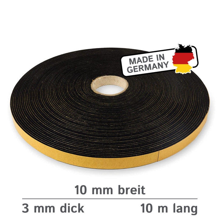 Filzband selbstklebend 10 mm breit, 3 mm dick, 10 m lang - vielseitiger Filzstreifen aus Wolle und Viskose