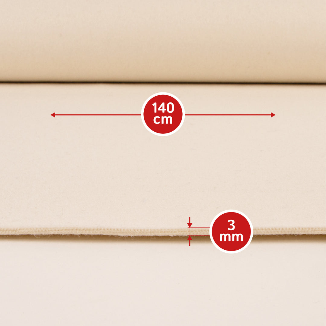 White wool felt with woven reinforcement, 3 mm, 1.4 m wide (Neu-Felt 700)