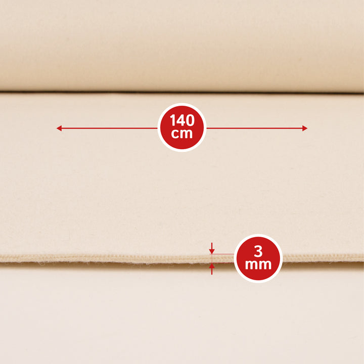 White wool felt with woven reinforcement, 3 mm, 1.4 m wide (Neu-Felt 700)