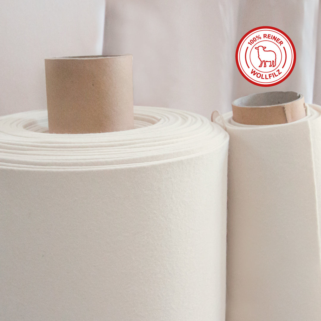 White wool felt with woven reinforcement, 3 mm, 1.4 m wide (Neu-Felt 700)