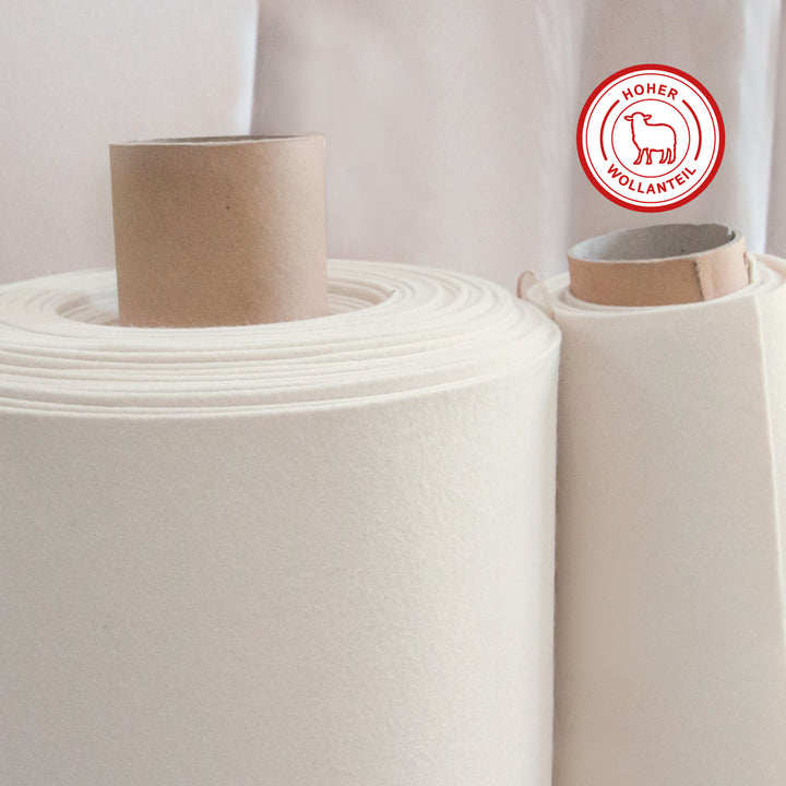 White wool felt with woven reinforcement, 3 mm, 1.4 m wide (Neu-Felt 700)