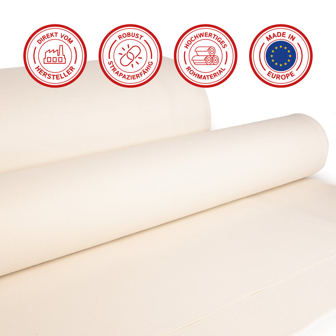 White wool felt with woven reinforcement, 3 mm, 1.4 m wide (Neu-Felt 700)