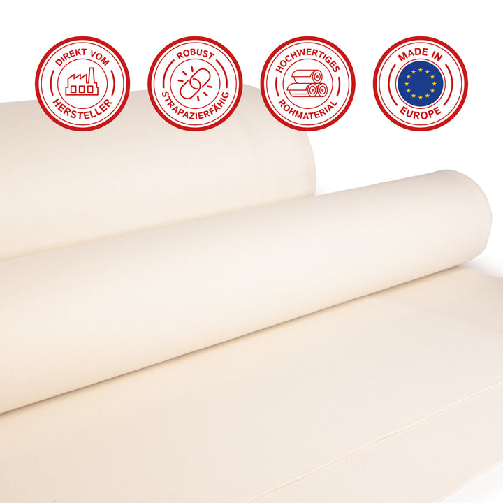 White wool felt with woven reinforcement, 3 mm, 1.4 m wide (Neu-Felt 700)