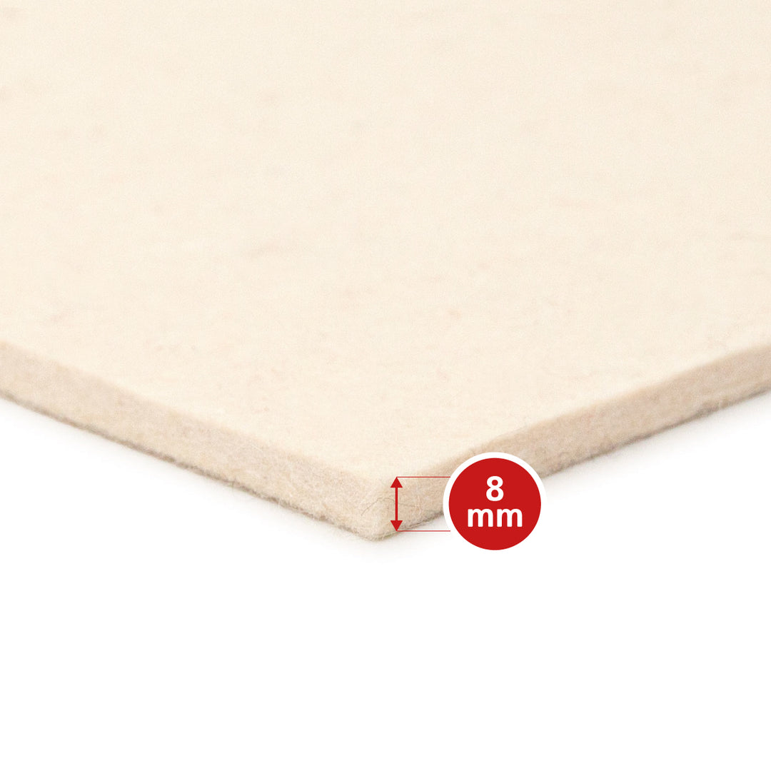 Wollfilz Meterware 8mm dick, 1,50m breit (NF219 - fest 0,36 kg/cdm)