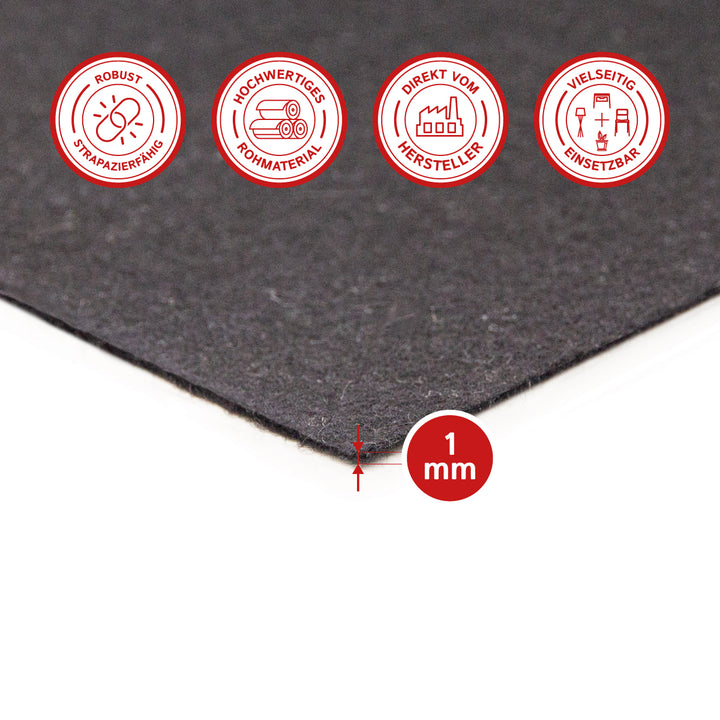 Wollfilz Zuschnitt 1 mm dick, (weich - 0,20 g/cm3)