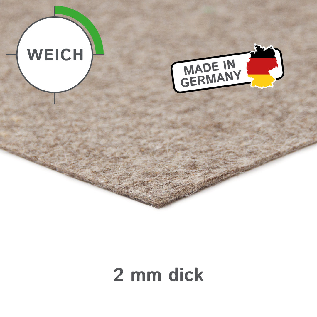 Wollfilz Zuschnitt 2 mm dick, (weich - 0,20 g/cm³)