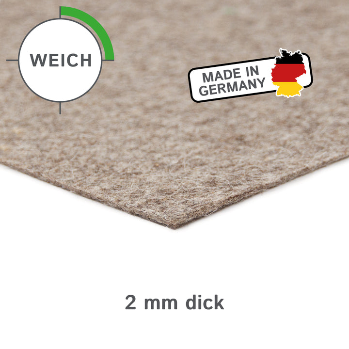 Wollfilz Zuschnitt 2 mm dick, (weich - 0,20 g/cm³)
