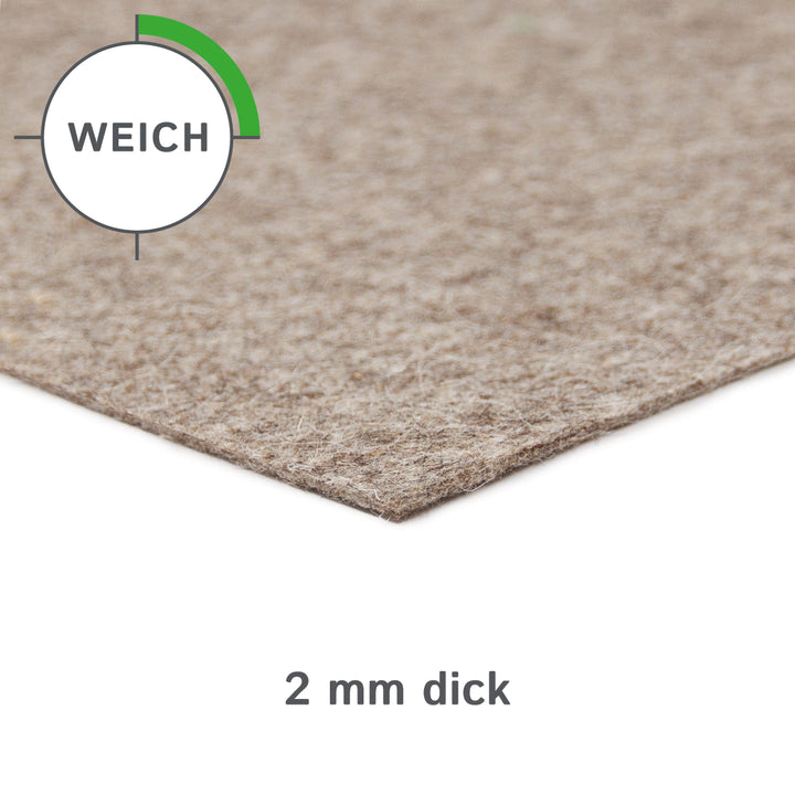 Wollfilz Zuschnitt 2 mm dick, (weich - 0,20 g/cm³)