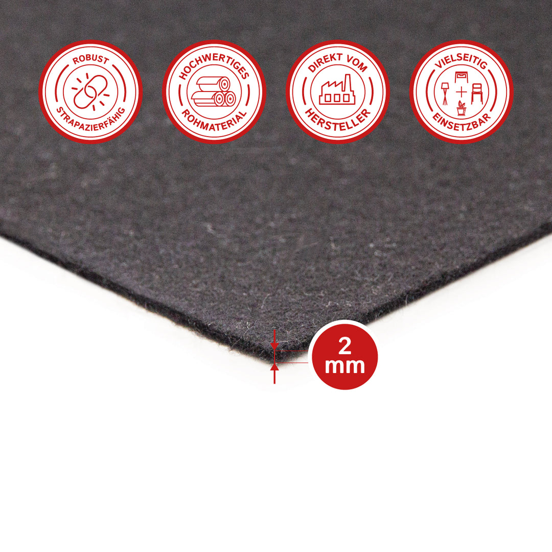 Wollfilz Zuschnitt 2 mm dick, (weich - 0,20 g/cm³)
