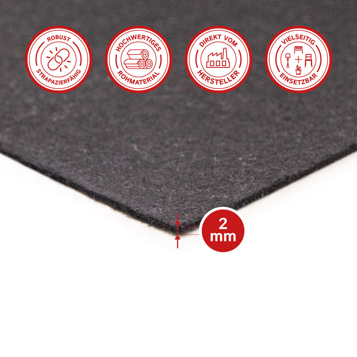 Wollfilz Zuschnitt 2 mm dick, (weich - 0,20 g/cm³)