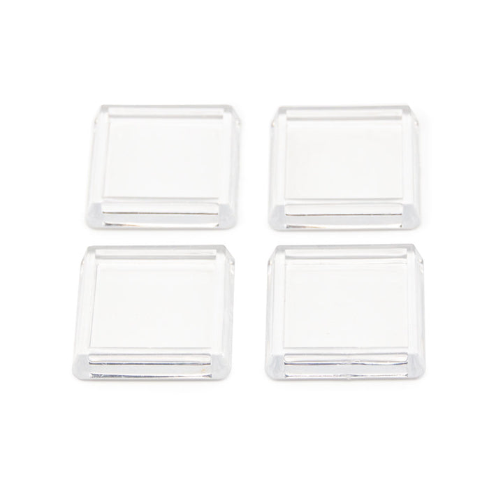 Plastic furniture glides square, transparent - 4 pieces