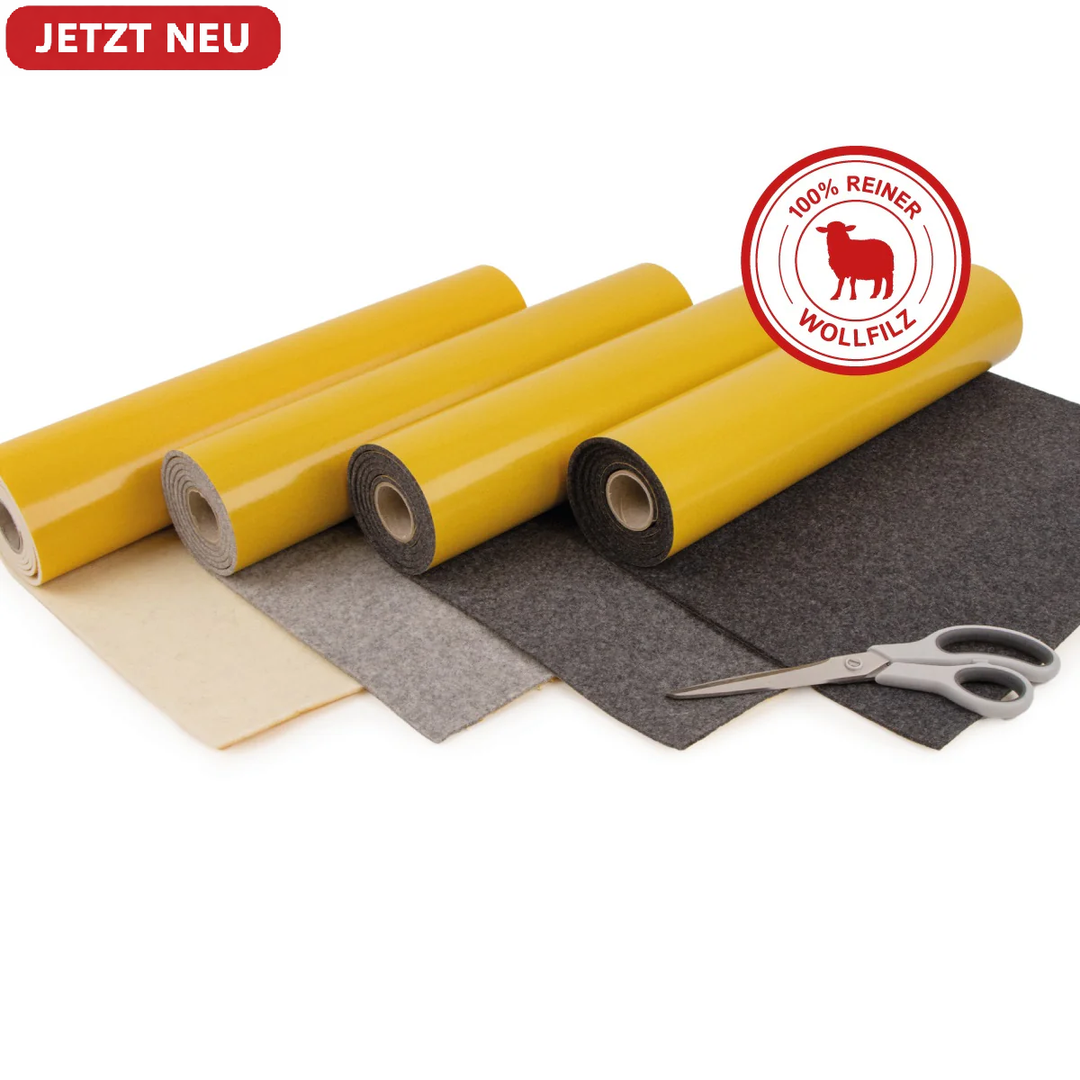 Wollfilz für Camper selbstklebend: 100% Natur-Nadelfilz - 3 mm dick dehnbar & atmungsaktiv - Made in Germany