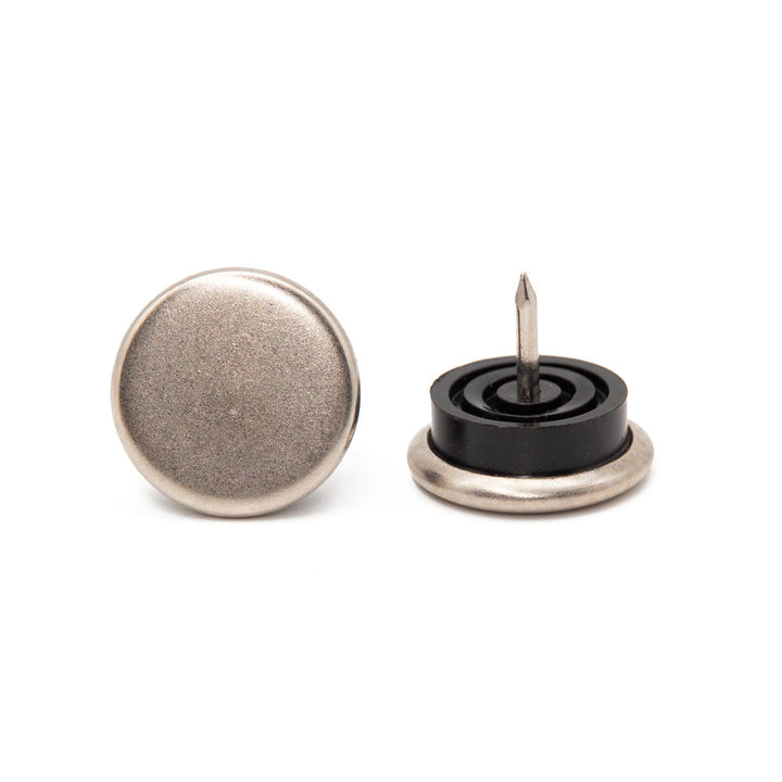 Round metal glides with nail and rubber buffer